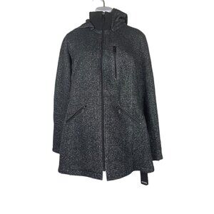Jones New York Black Tweed Hooded Winter Coat Womens Size Small